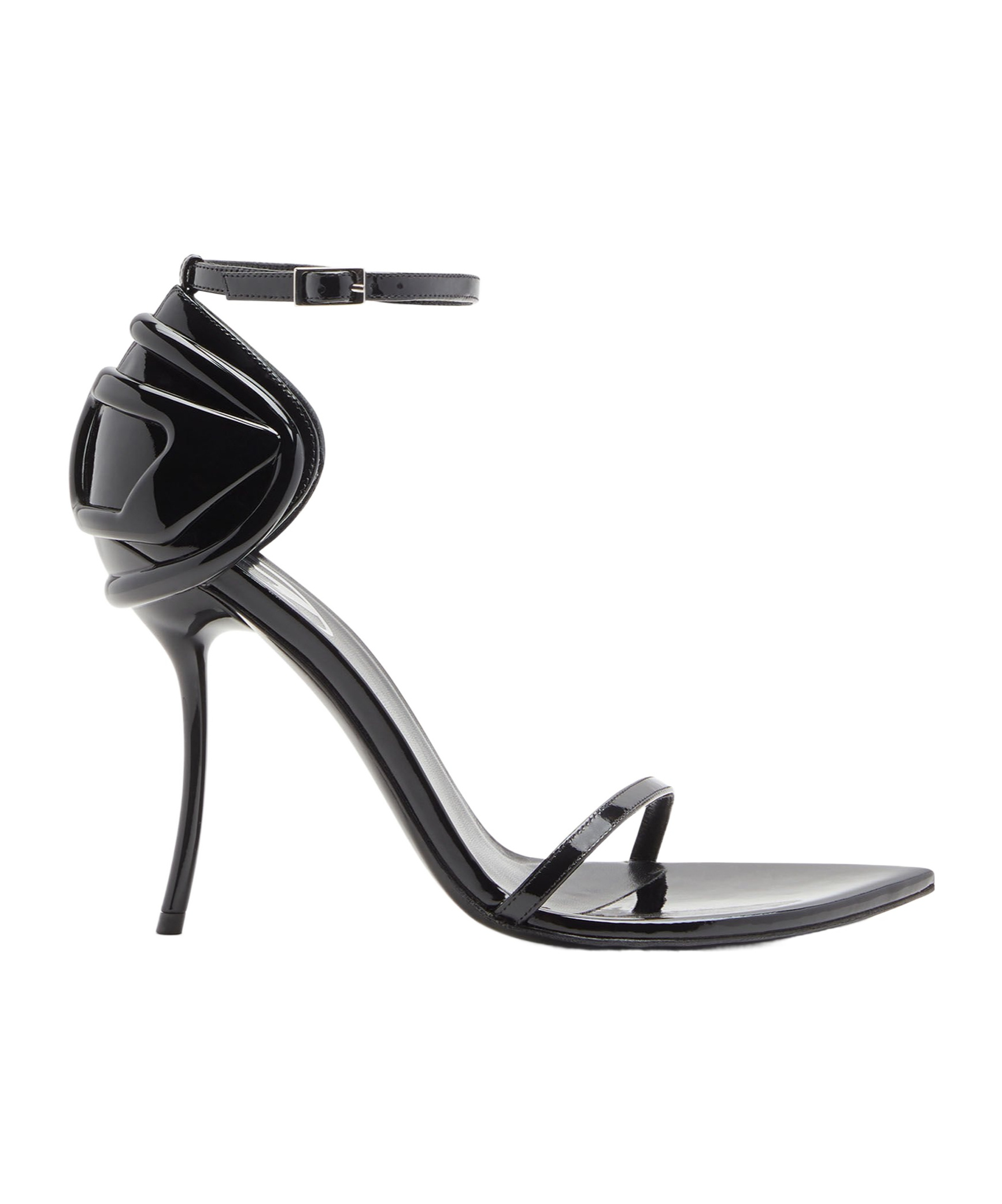 Diesel Glossy Pointed Toe Heel Sandals In Black