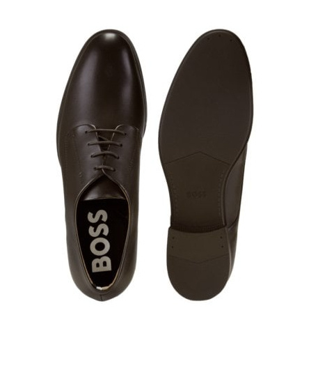 Hugo Boss Derby Shoes In Smooth And Printed Leather In Brown