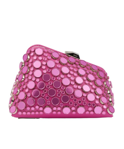 Attico Midnight Studded Leather Clutch In Pink