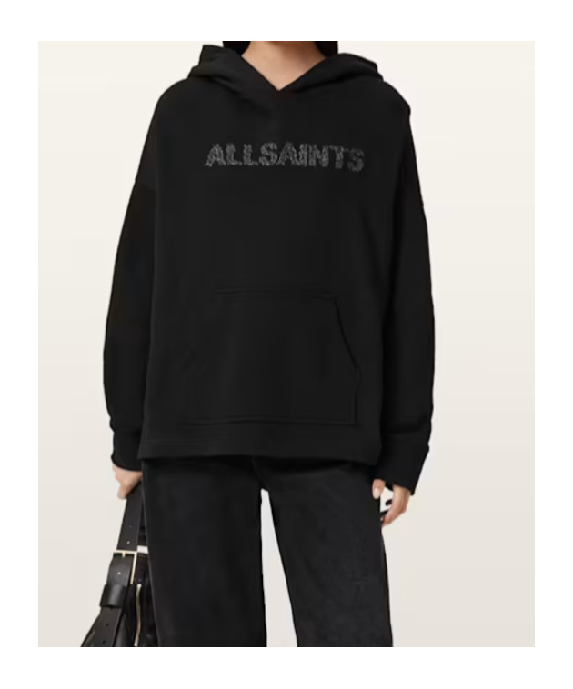 Allsaints Pins Oversized Ettienne Hoodie In Black