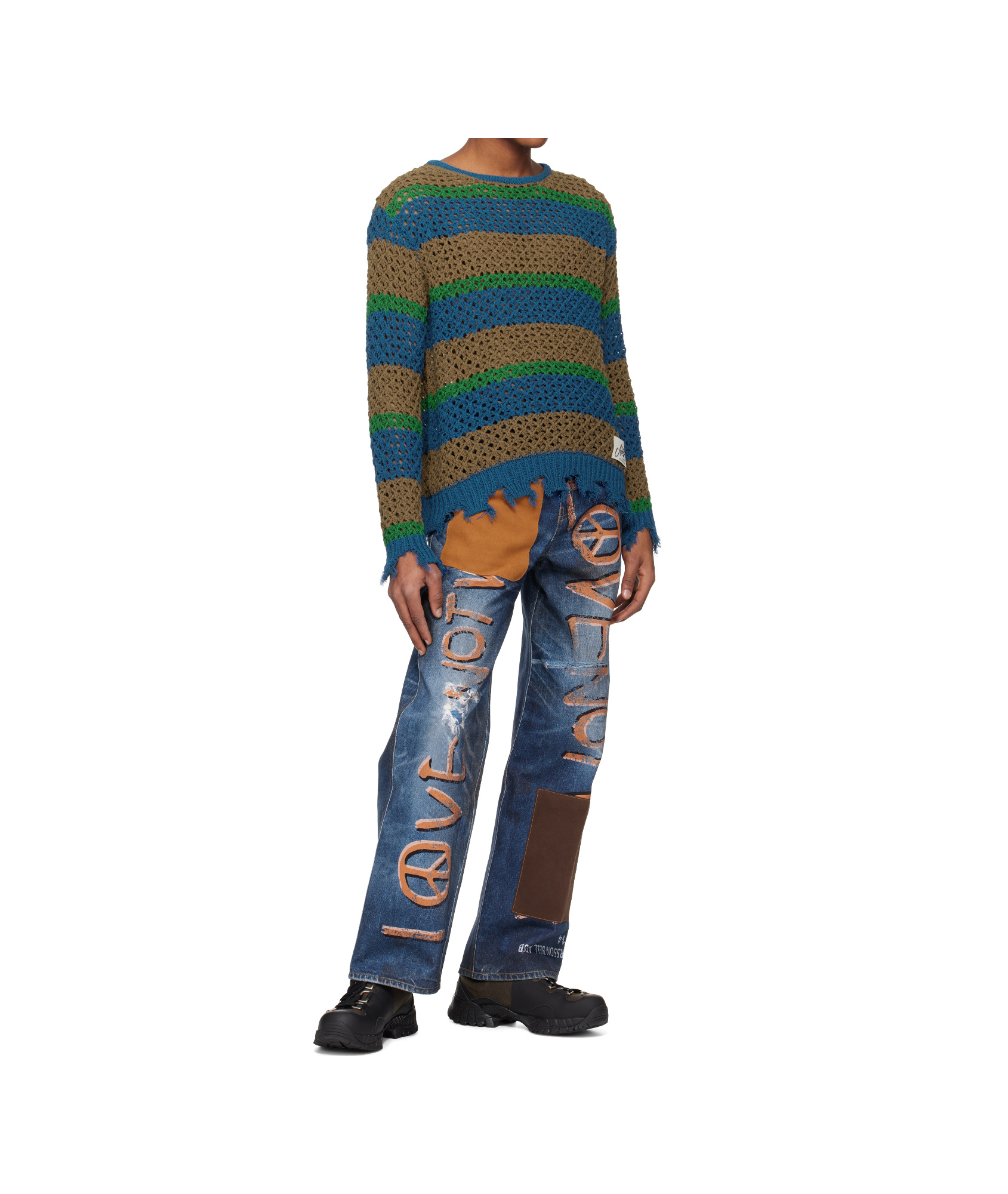 Andersson Bell Multicolor Damaged Stripe Sweater In Multi-color