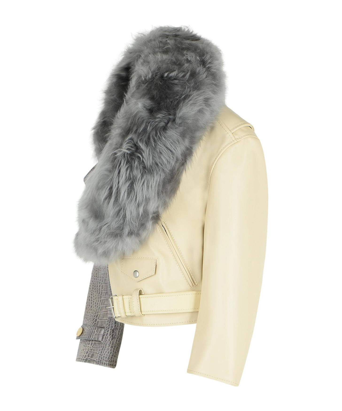 Marni Asymmetric Crocodile Texture Jacket Belt In Gray