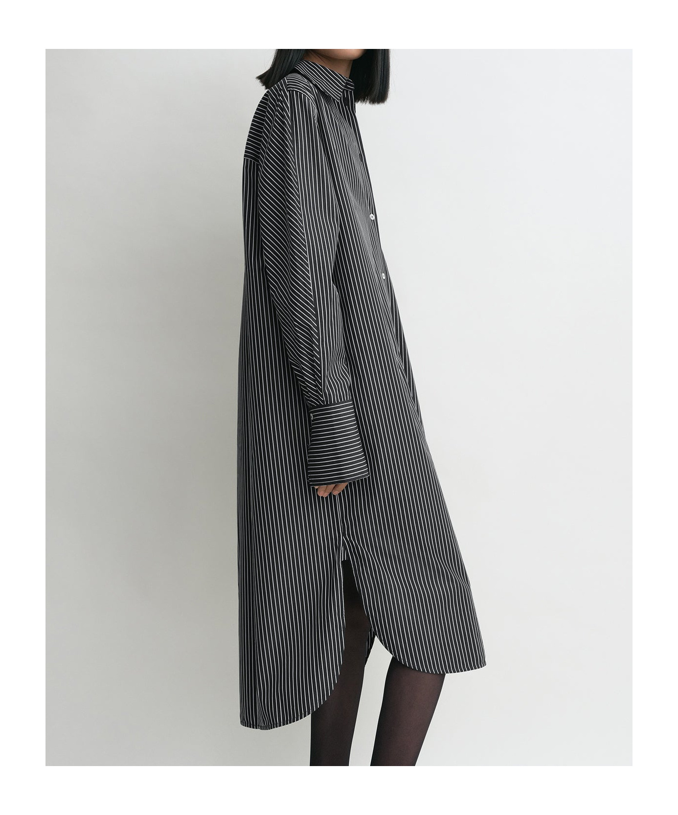 Totême Striped Organic Cotton-poplin Midi Shirt Dress In Gray
