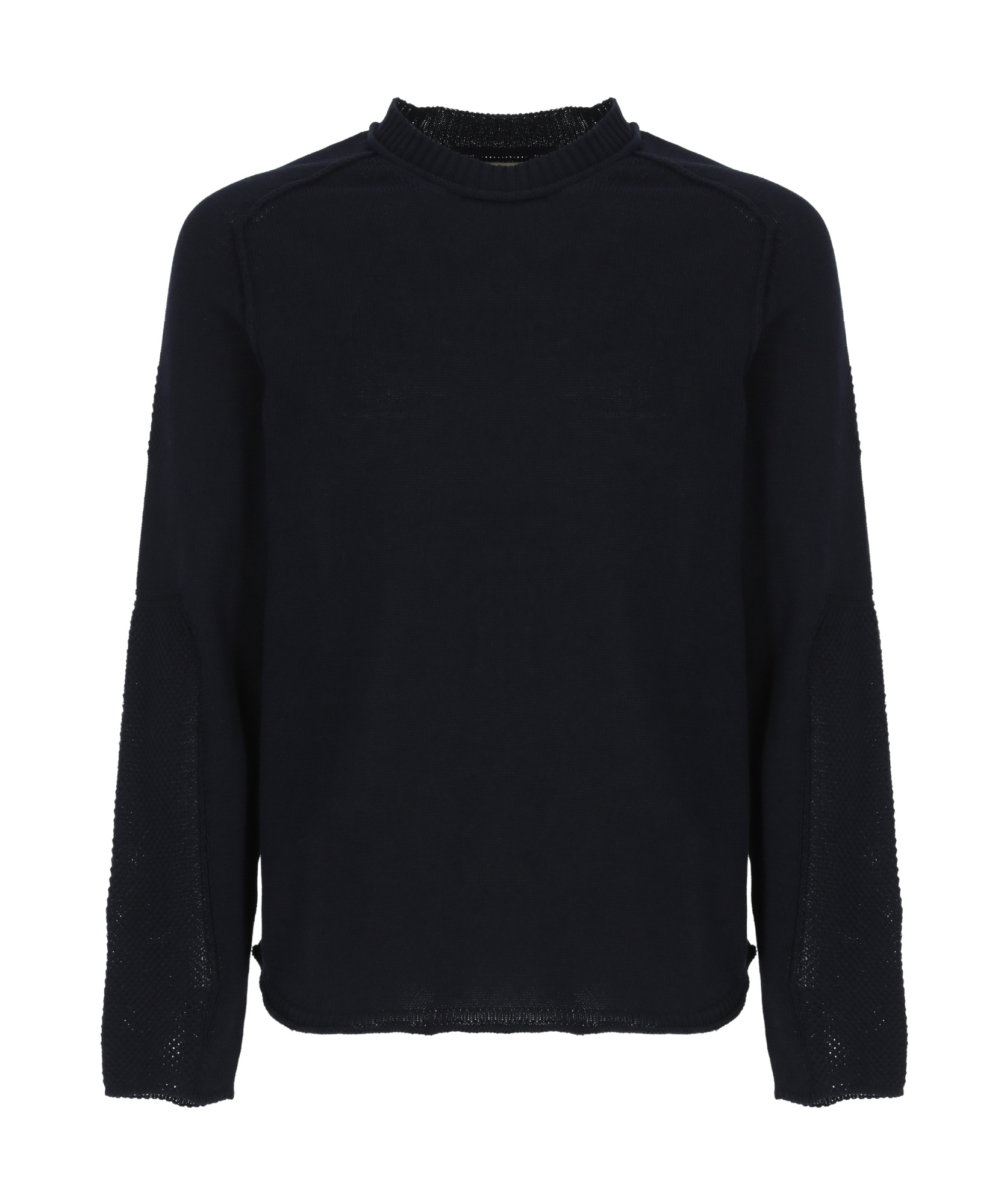 Premiata Crewneck Sweater With Long Sleeves And Textured Panels In Blue