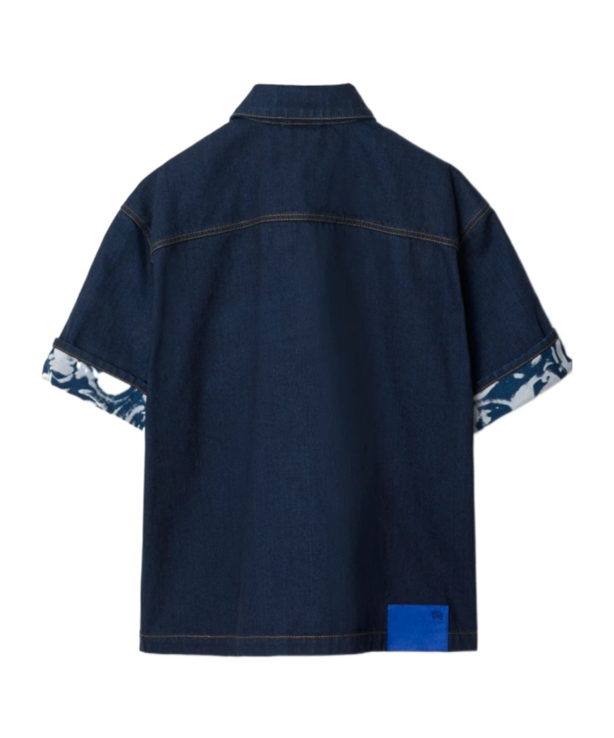 Shop Burberry Heavyweight Logo-patch Denim Shirt In Blue