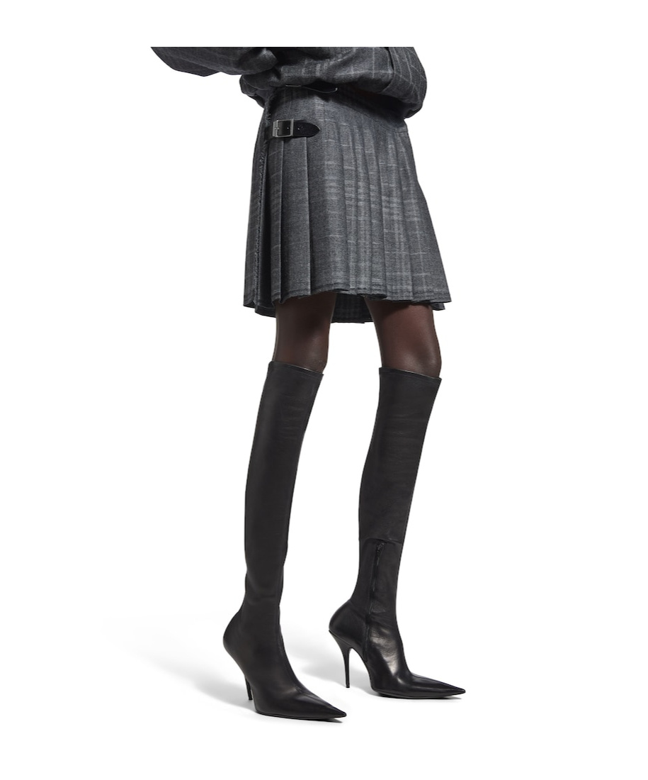 Balenciaga Women's Pleated Mini Skirt In Grey In Gray