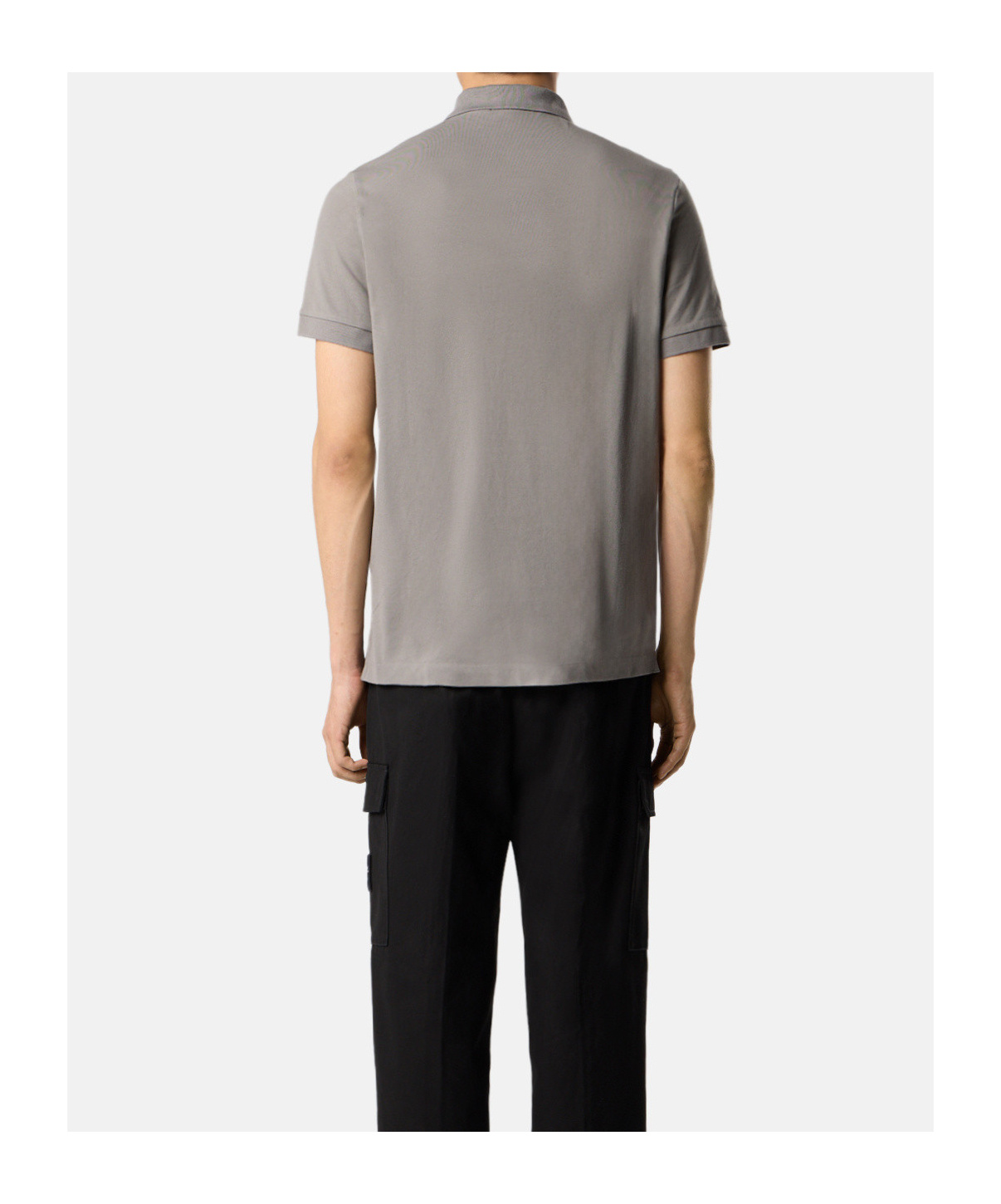 Stone Island Slim Fit Organic Cotton Piqué Polo With Compass Patch In Gray