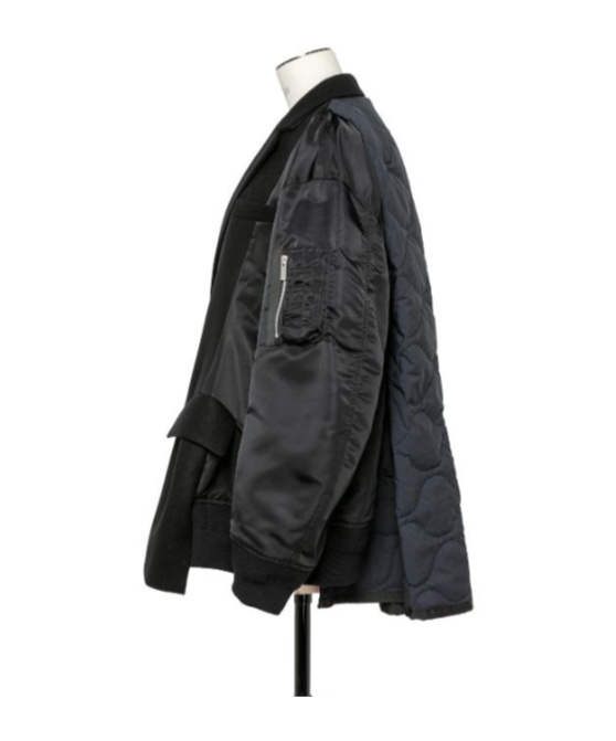 Shop Sacai Double Breasted Panelled Bomber Jacket In Black