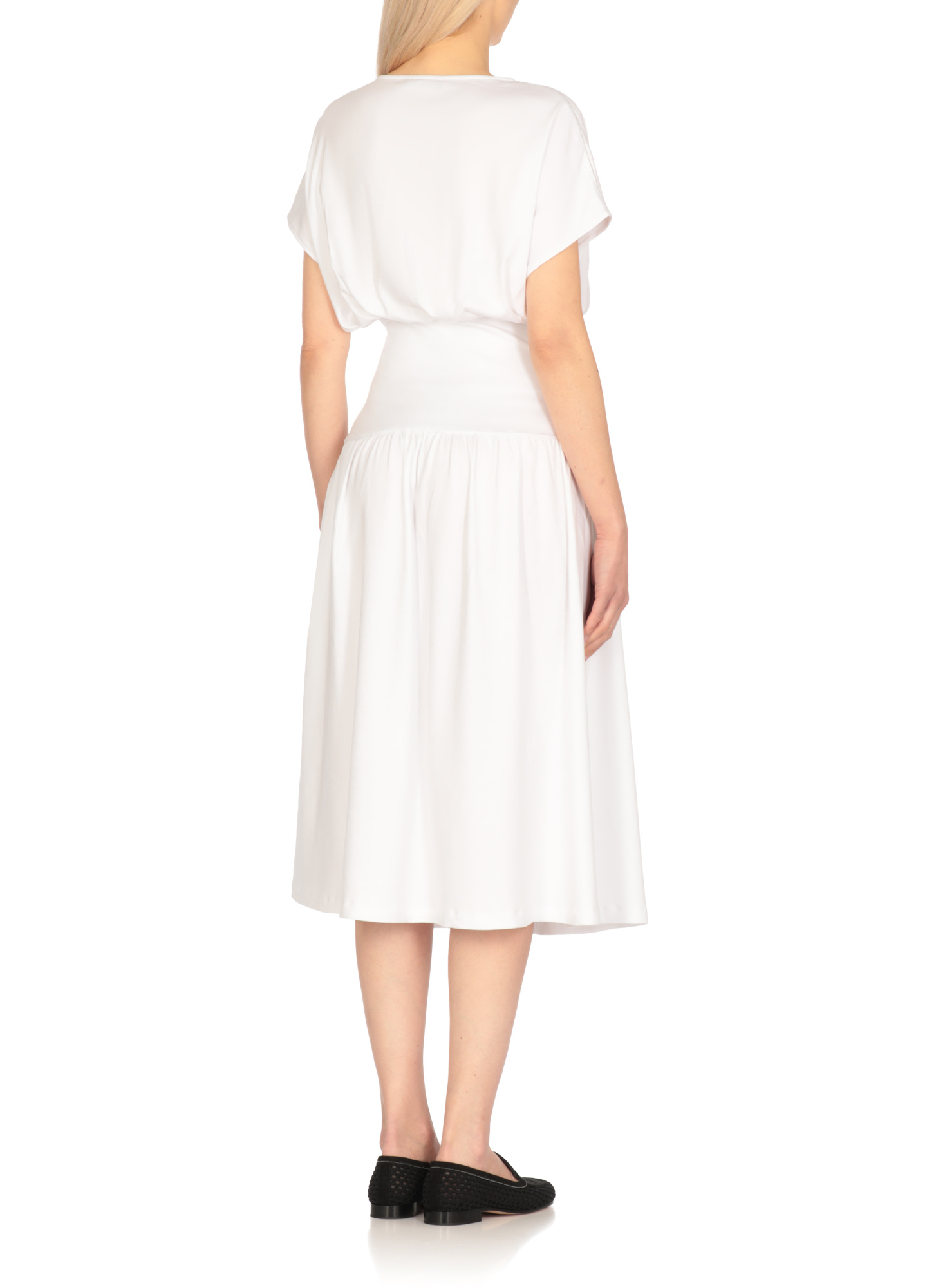 Fabiana Filippi Elasticated Band Crewneck Midi Dress In Neutral