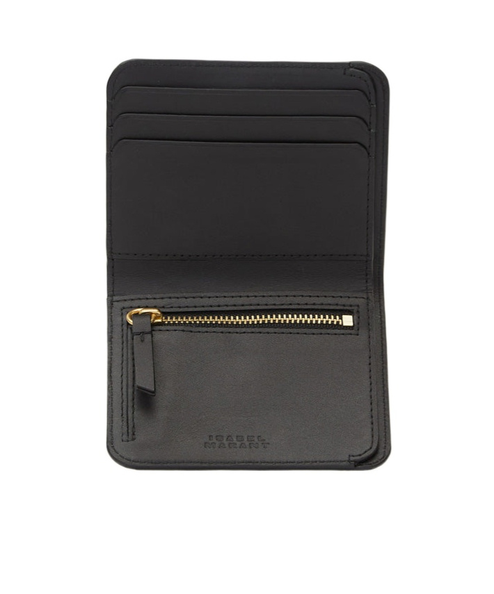Isabel Marant Oskan Studded Soft Leather Wallet In Black