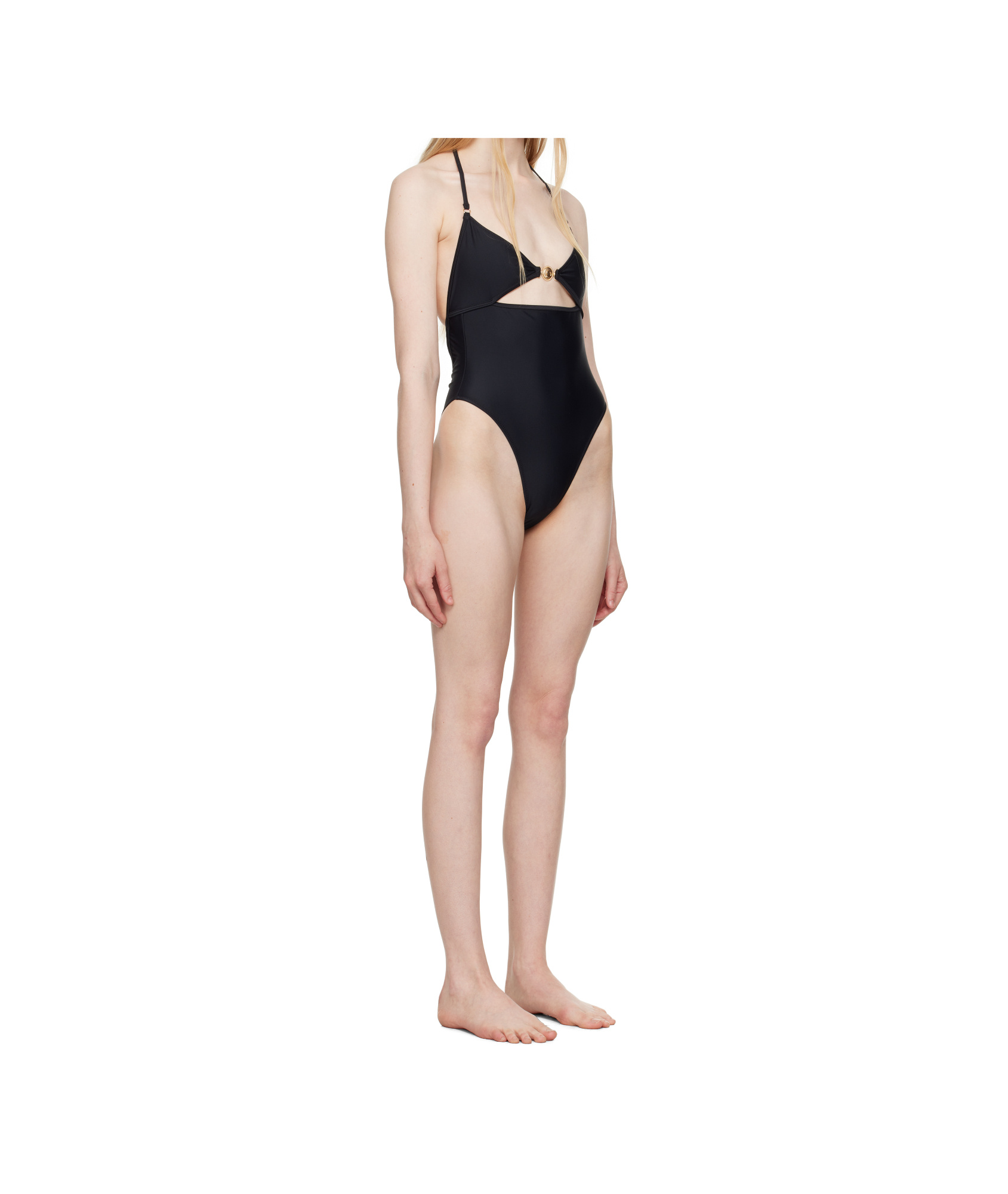 Marine Serre Black Jersey One Piece Swimsuit