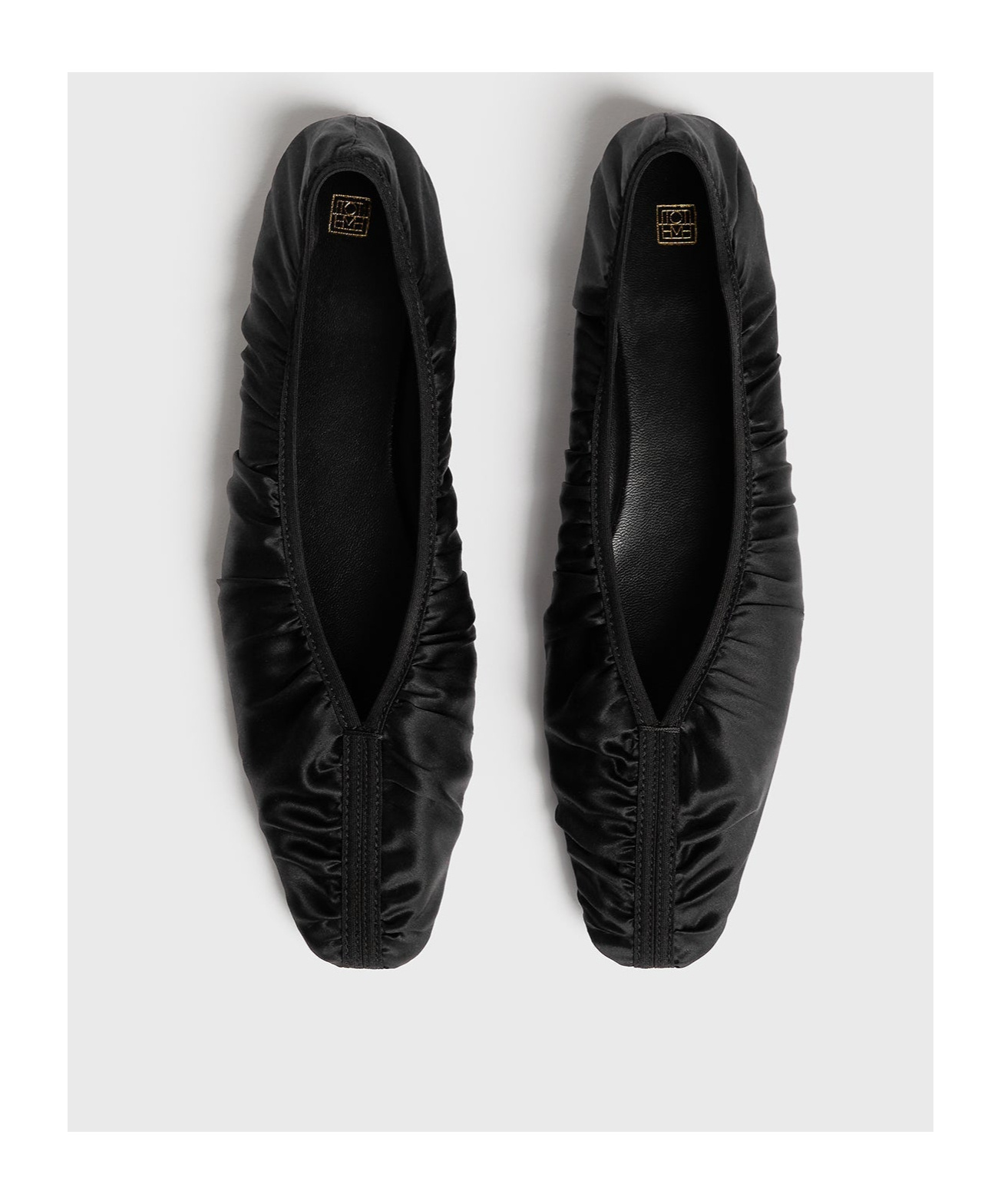 Totême Womens Black The Gathered Square-toe Satin Flats In Black