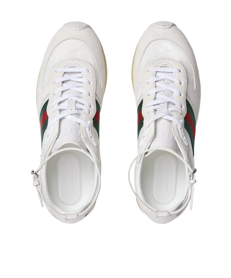 Gucci Motion Sneaker With Adjustable Ankle Strap In White