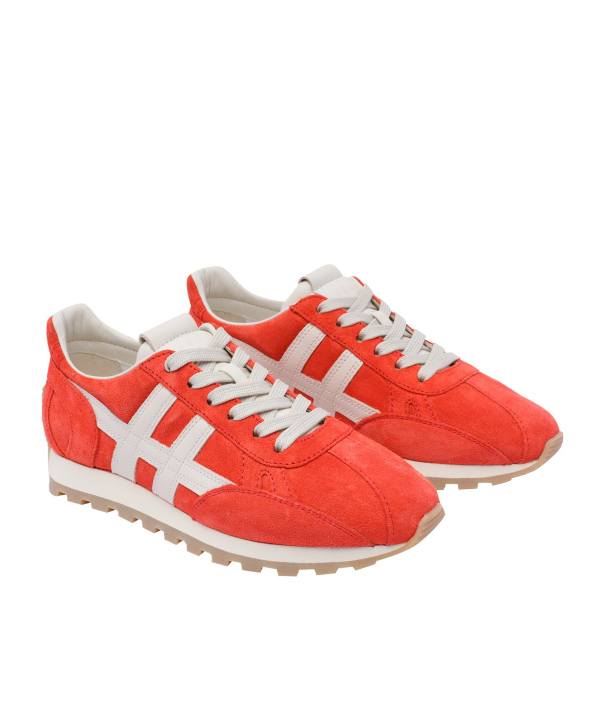 Hogan Red Suede Leather Sneakers In Red