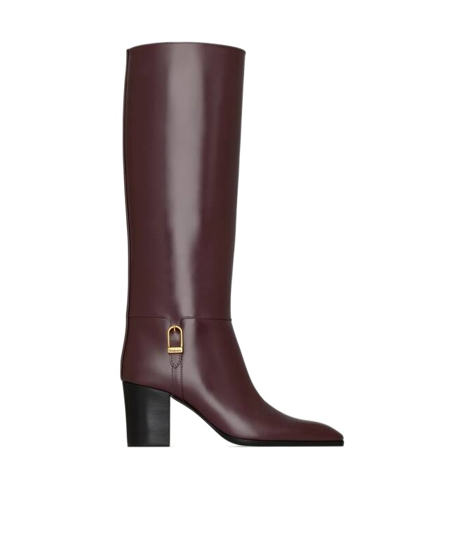 Saint Laurent 70mm Buckle-detail Calf-leather Boots In Red