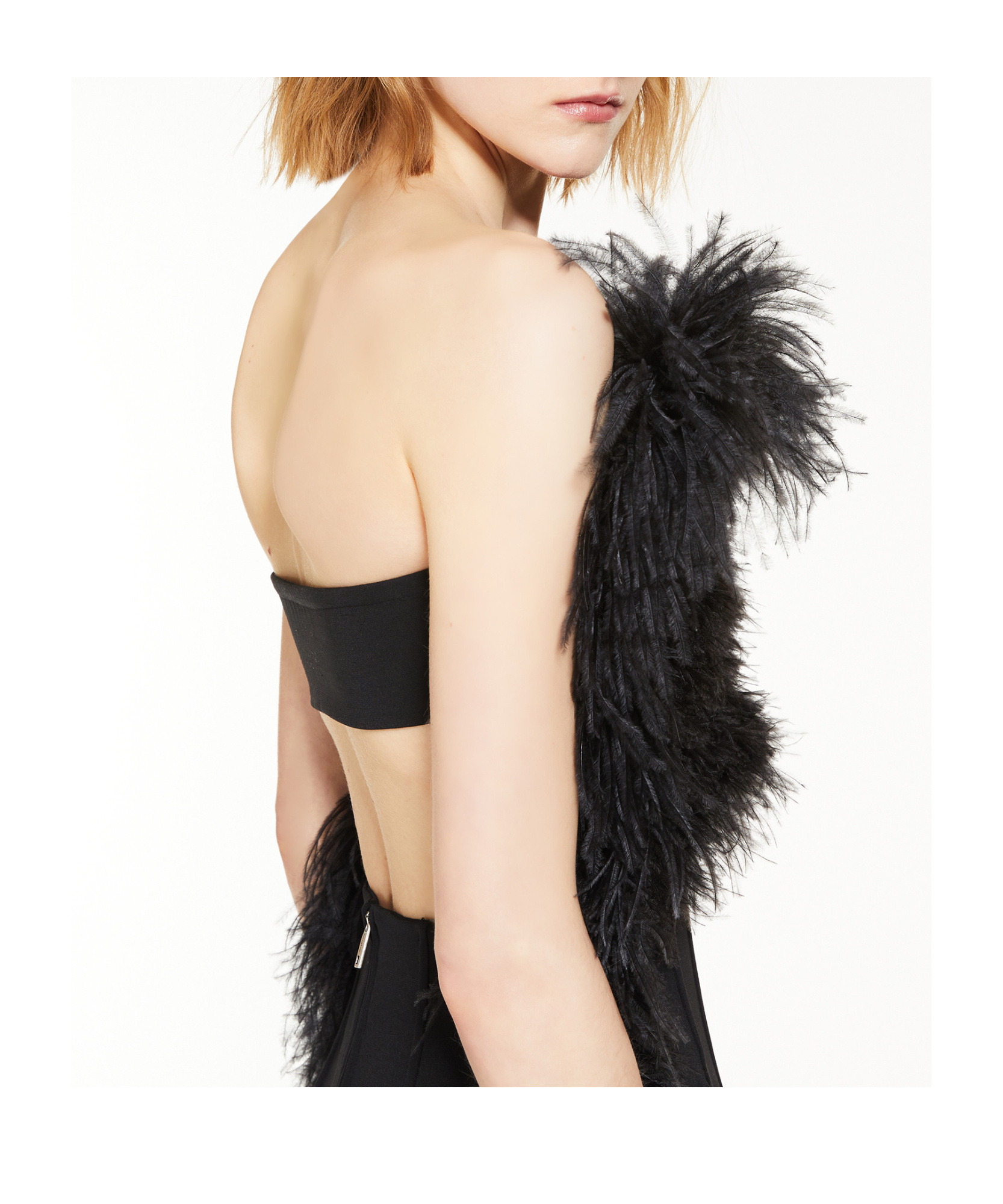 Sportmax Feather-trim Square Neck Midi Dress In Black