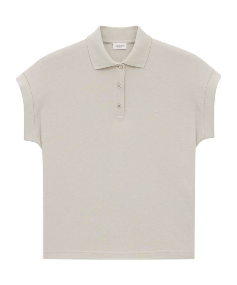 Saint Laurent Cassandre Polo Shirt In Grey