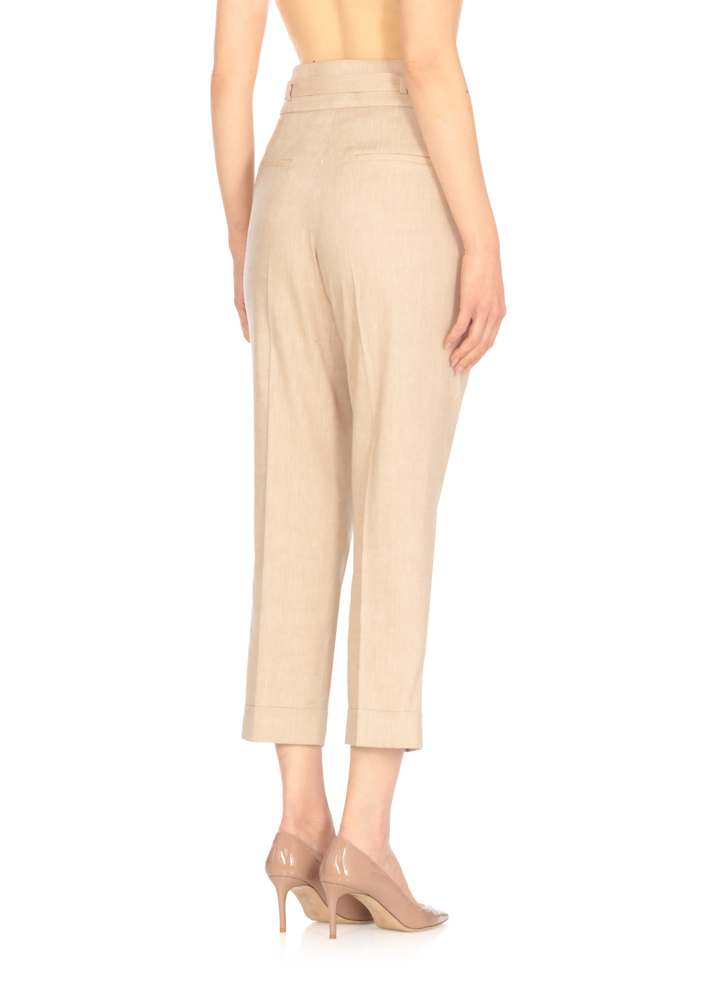 Shop Peserico Belted Trousers In Nude