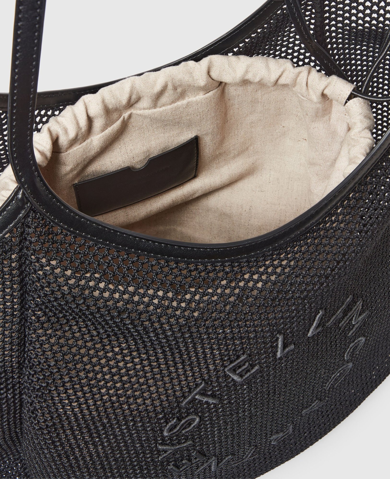 Stella Mccartney Logo Mesh Tote Bag In Black