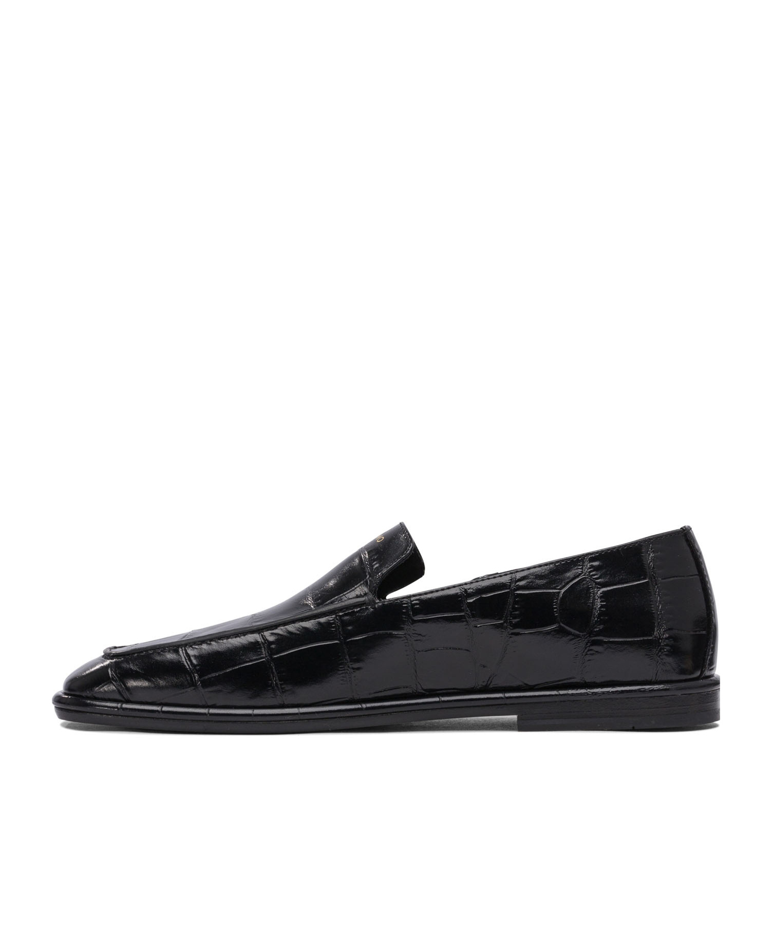 Ferragamo Brian Croc-embossed Leather Loafers In Black