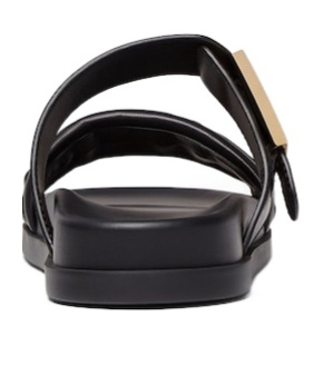 Fendi Nappa Leather Feel Double-band Slides Shoes In Black