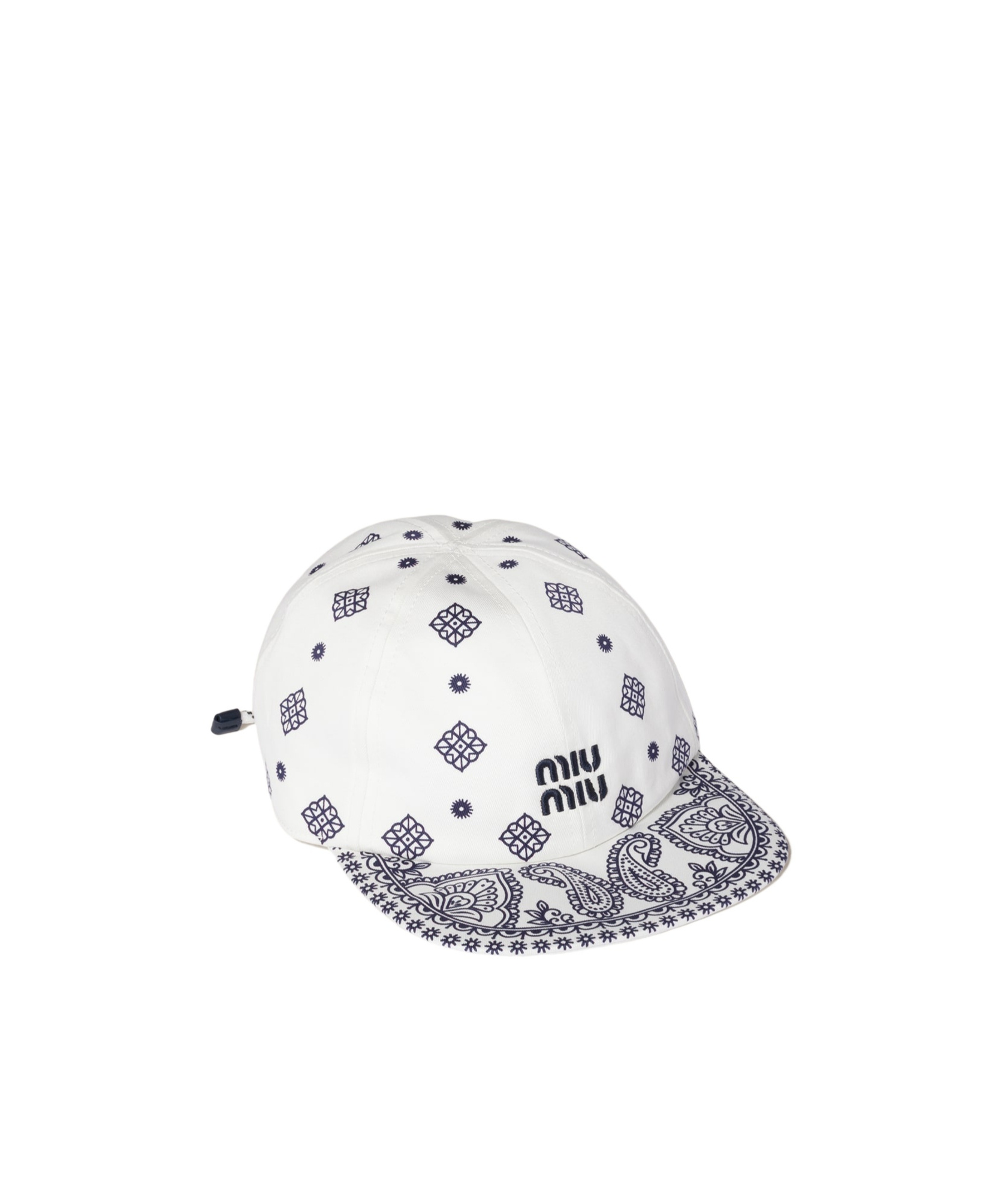 Miu Miu Printed Cotton Baseball Cap In White
