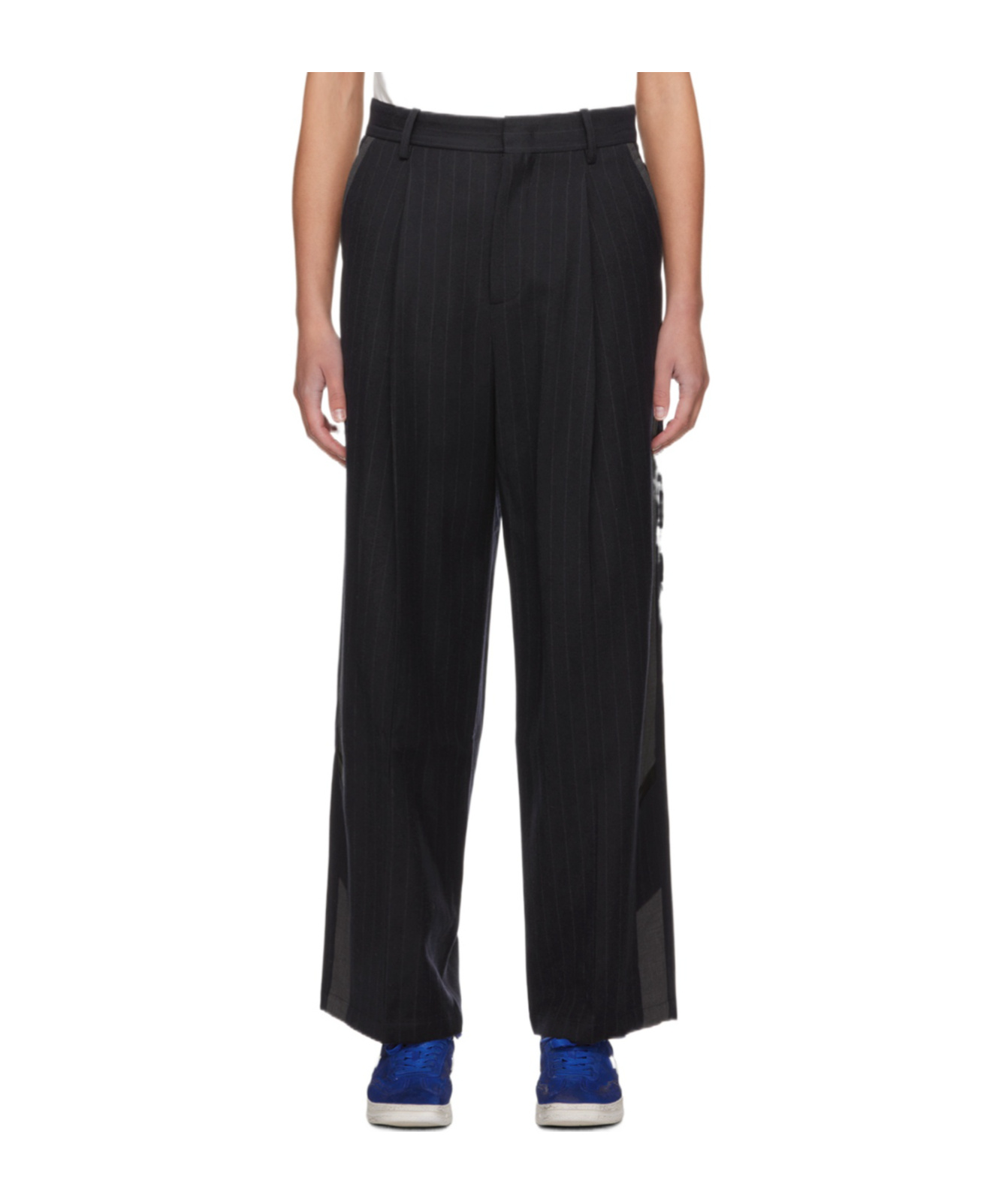 Ader Error Striped Belt-loop Casual Pants In Black