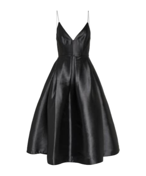 Alex Perry Pleated Silk Faille Midi Dress In Black