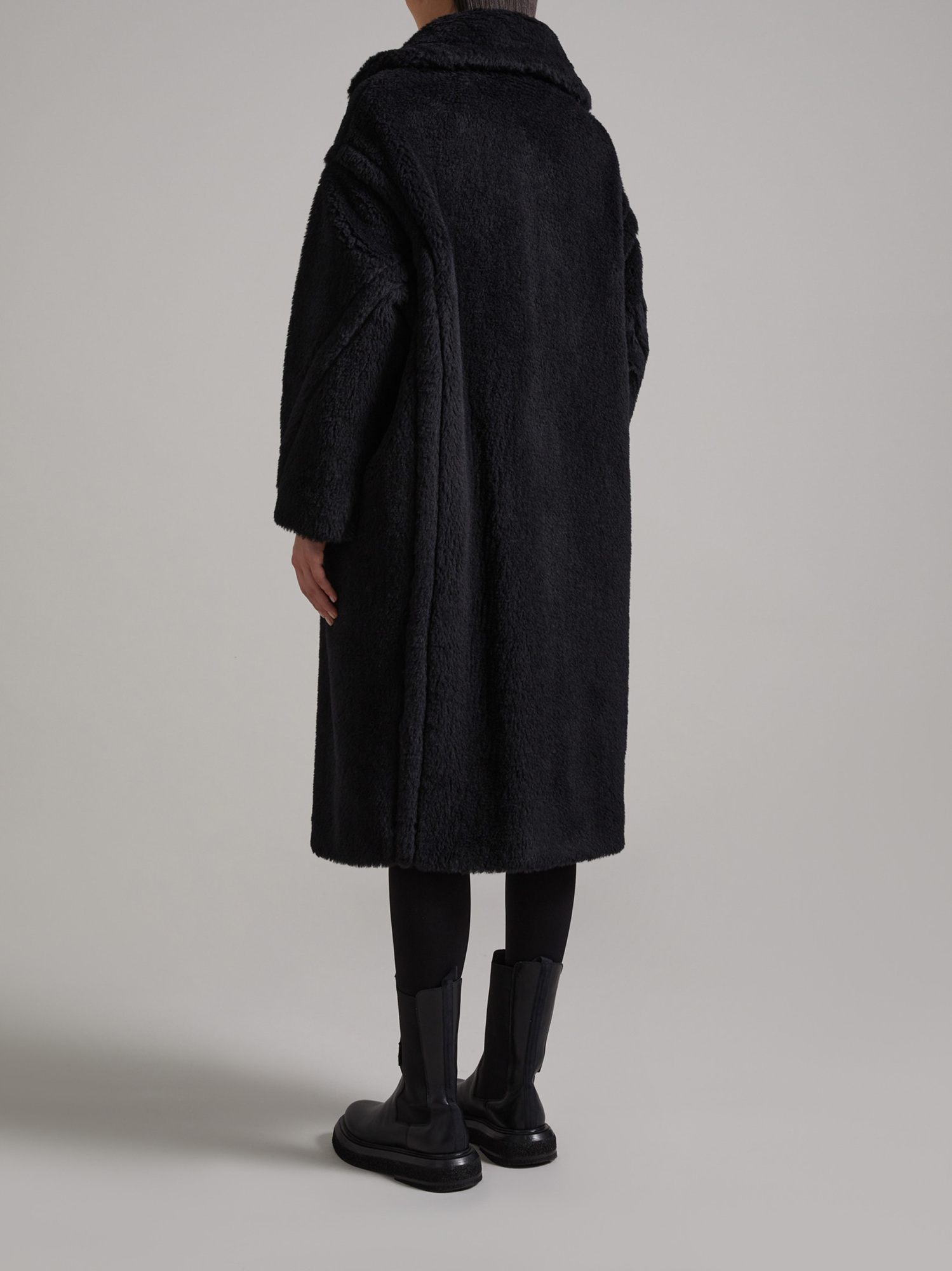 Max Mara Teddy Camel & Silk Blend Coat In Blue