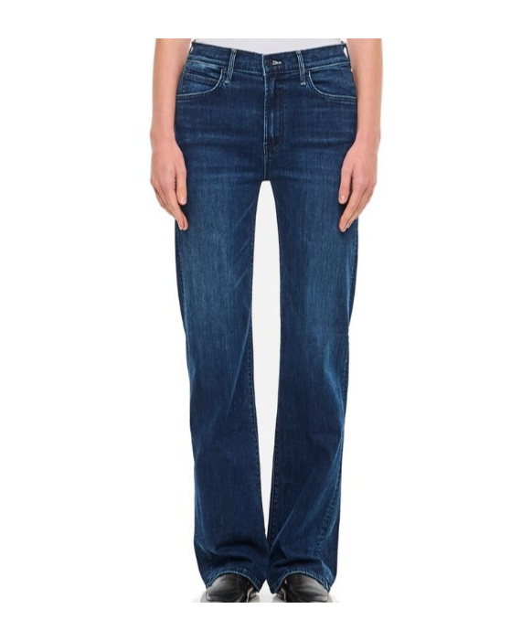 Shop Mother Denim Trousers With Belt Loops In Blue