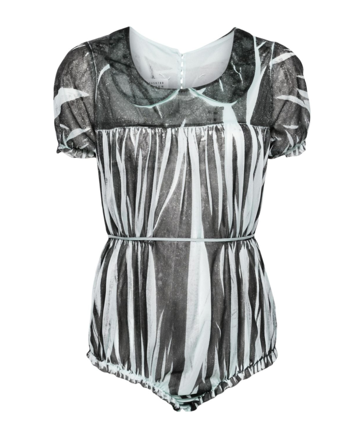 Maison Margiela Zebra-print Short-sleeve Bodysuit In Gray