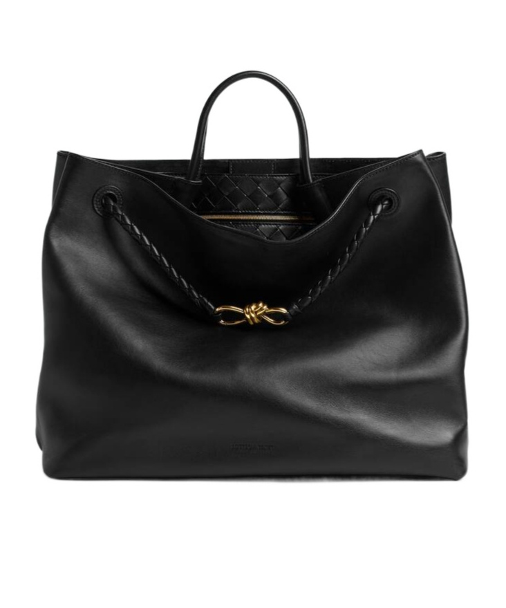 Bottega Veneta Andiamo Large Leather Tote Bag In Black
