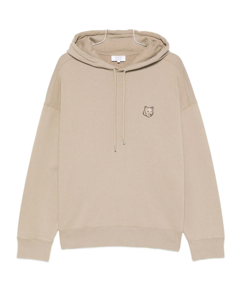 Maison Kitsuné Drawstring Fox-motif Hoodie In Brown