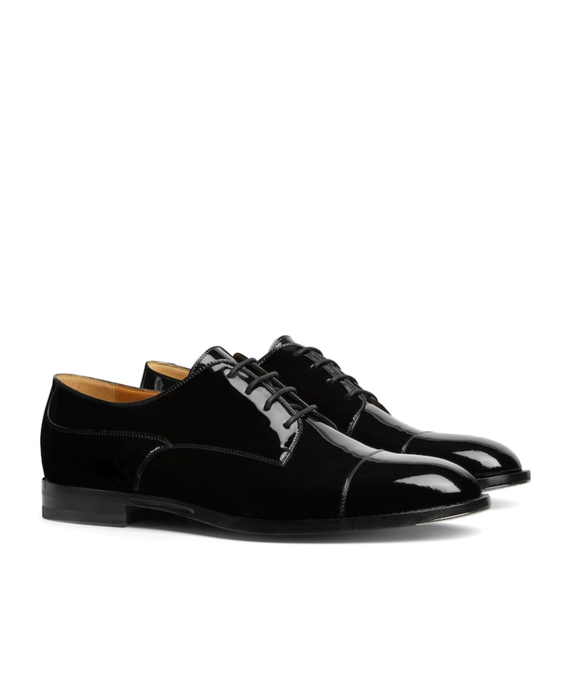 Gucci Patent Leather Lace-up Shoes Lace Up Shoes Black In Black