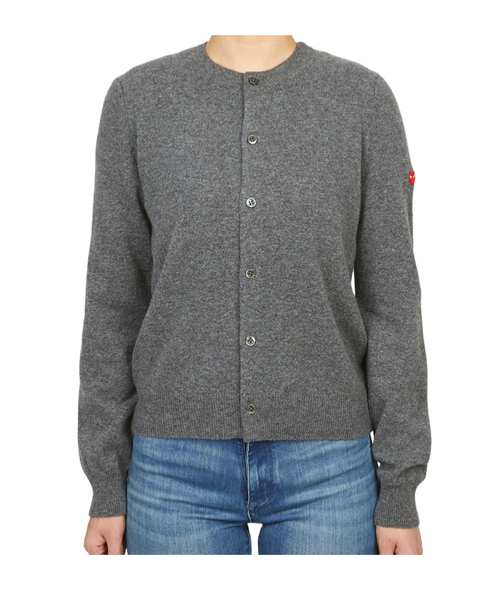 Comme Des Garçons Play Long Sleeve Cardigan In Gray
