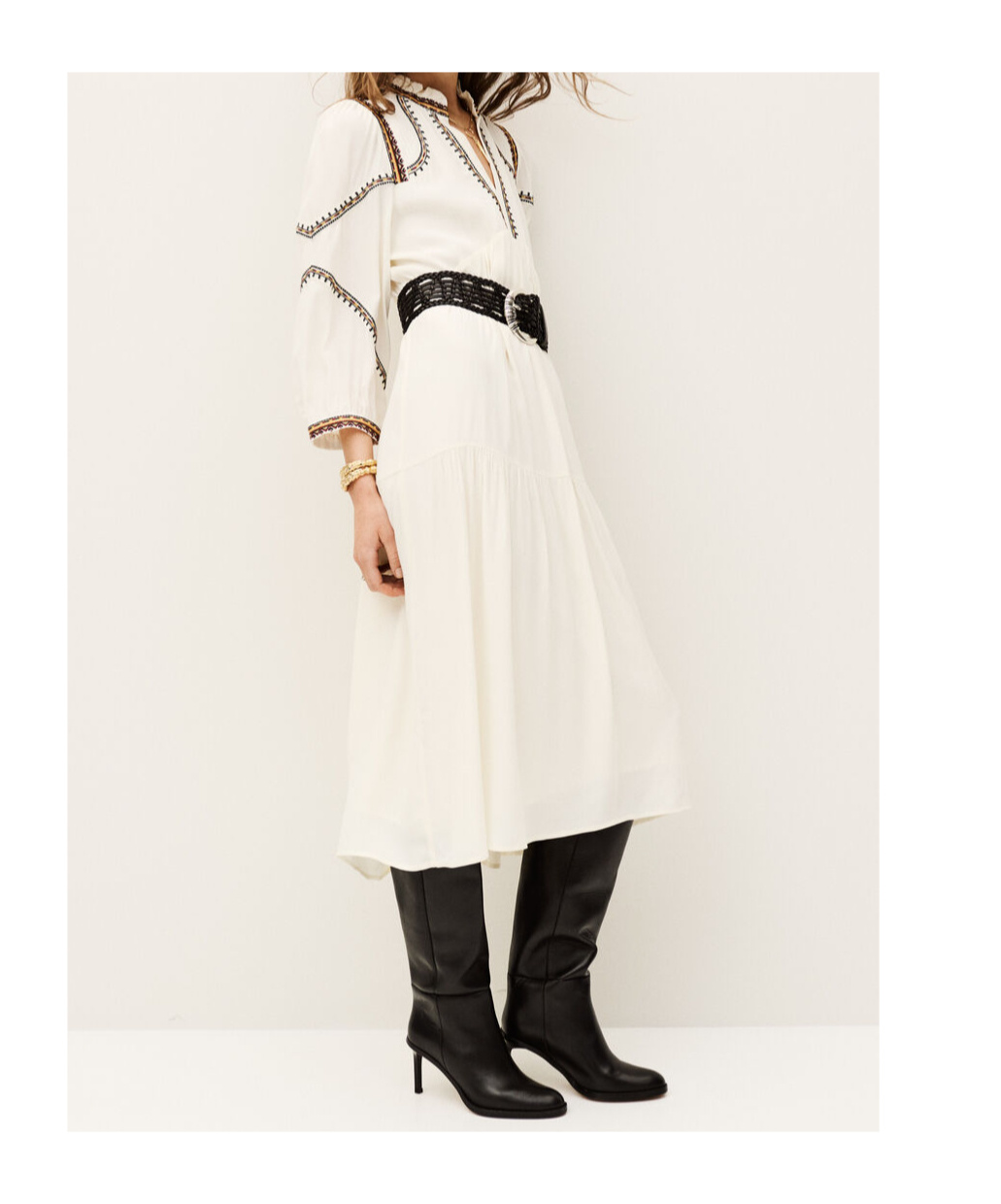 Bash Tunia Long Dress In White