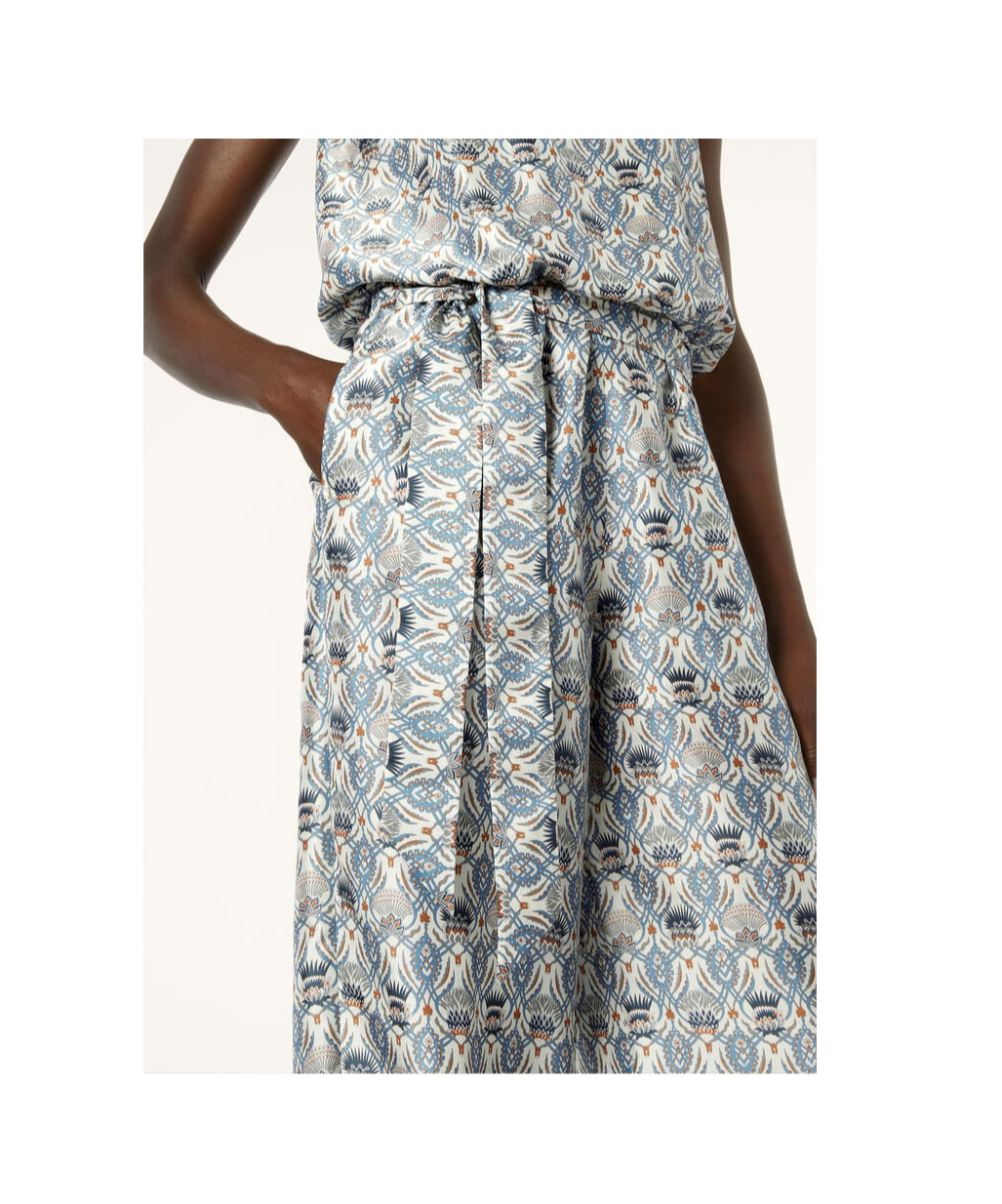 Loro Piana Nadia Belted Printed Silk-satin Jumpsuit In Multi