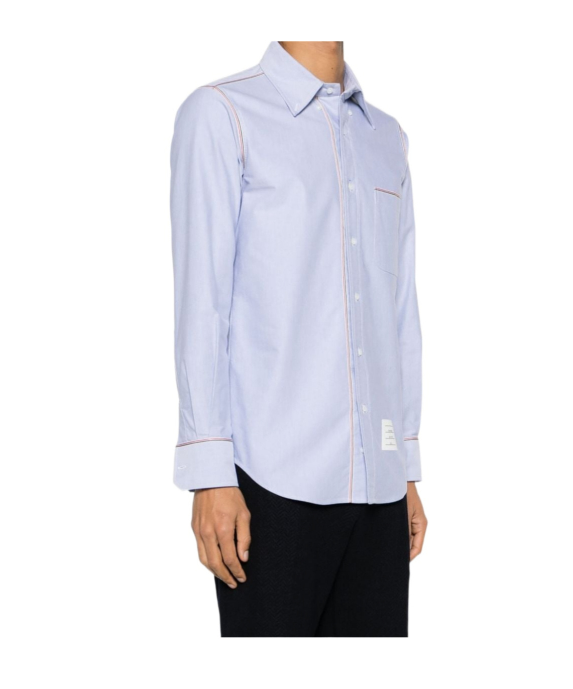 Thom Browne Camicia Button Down Con Finiture In Gros Grain In Blue