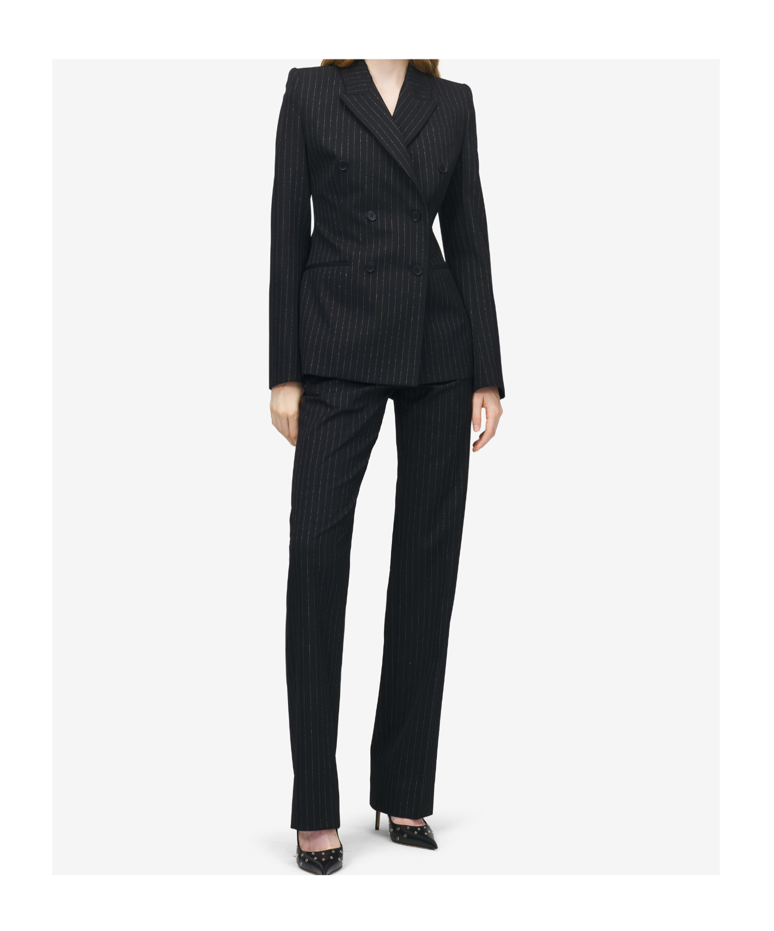 Alexander Mcqueen Pinstripe Double-breasted Wool Blazer In Black