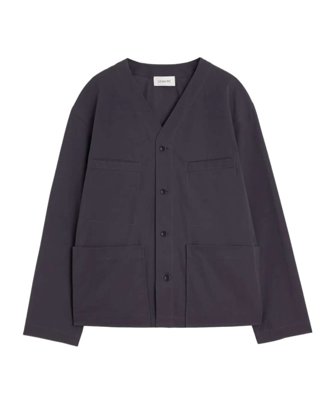 Shop Lemaire Collarless Overshirt In Black