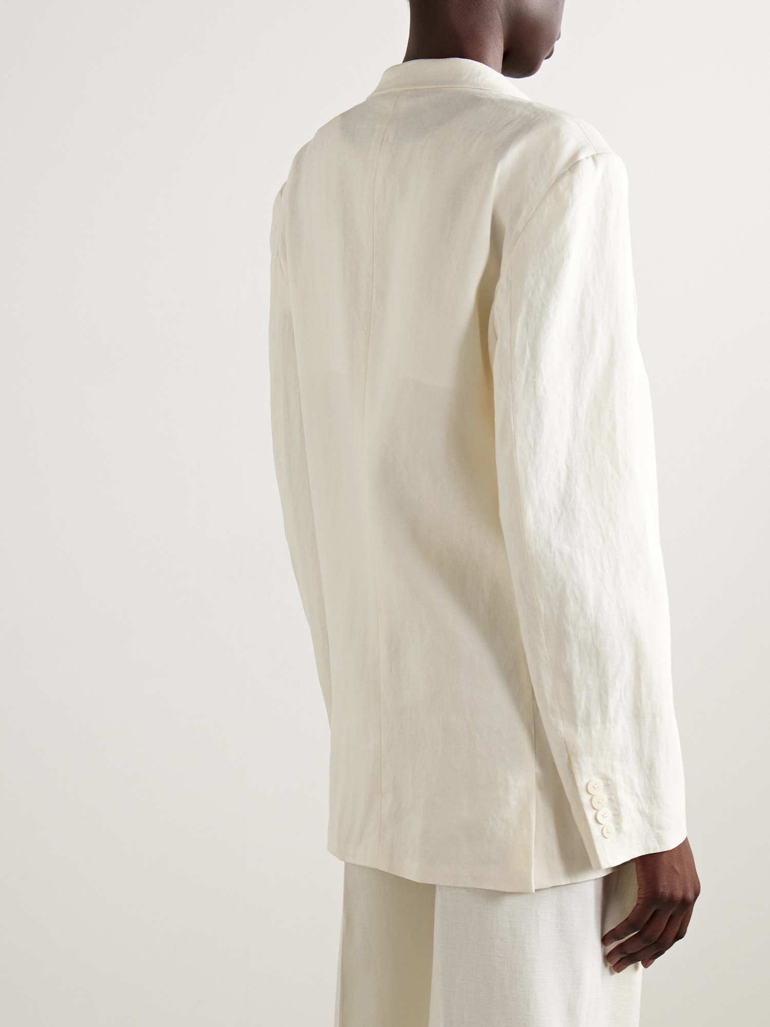 The Row Enza Linen Single-breasted Blazer In White