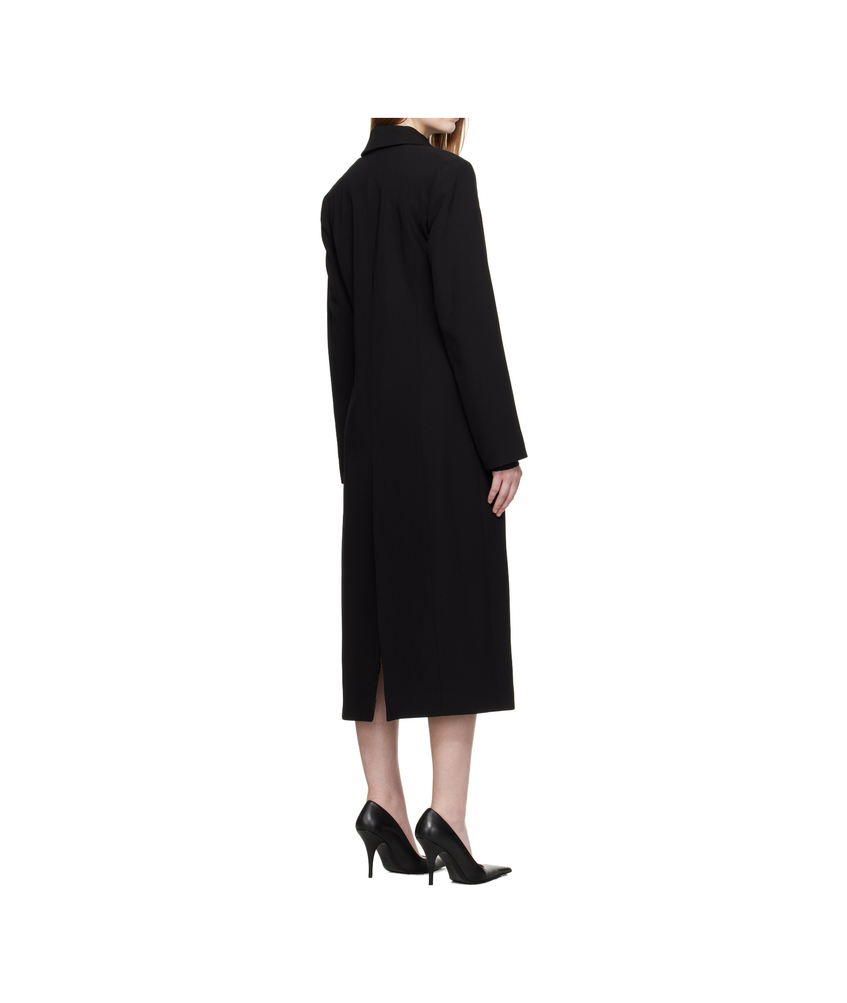 Mugler Single-breasted Ring-fastening Coat In Black