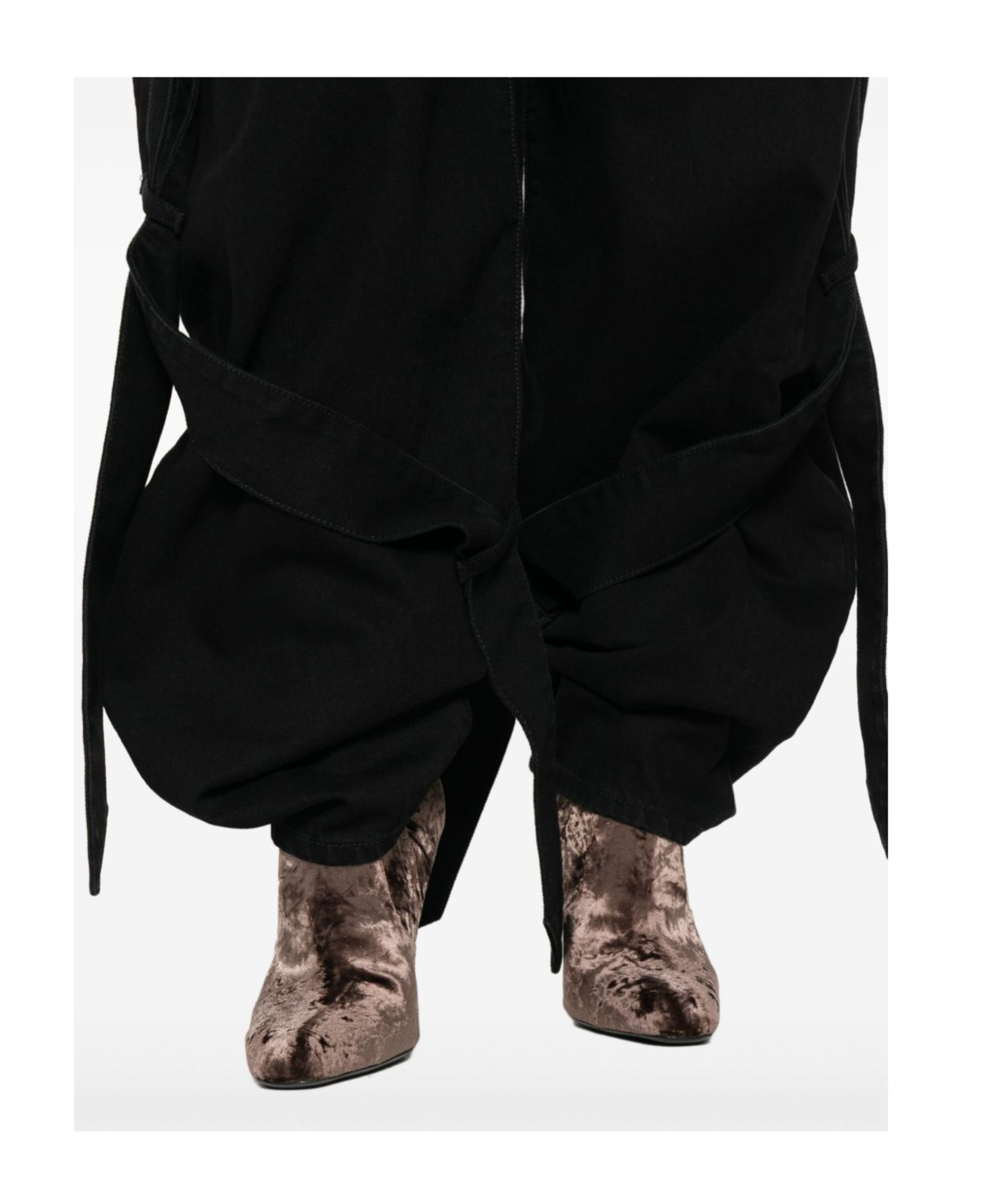 Attico Tie-detail Panelled Jeans In Black