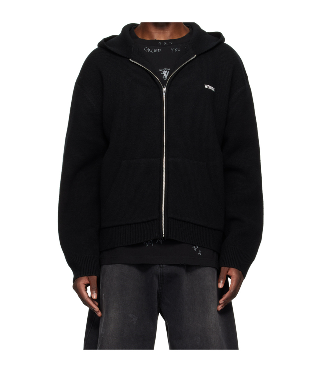 We11 Done Logo Hooded Sweater In Black