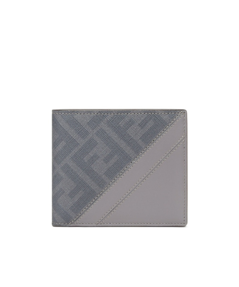 Fendi Ff-jacquard Bi-fold Wallet In Gray