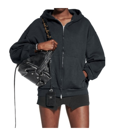 Balenciaga Flipped Uni Zip-up Hoodie Regular Fit In Black Faded/anthracite