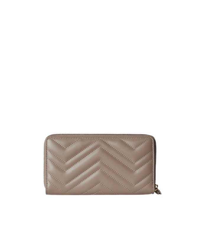 Gucci Gg Marmont Zipper Wallet In Brown