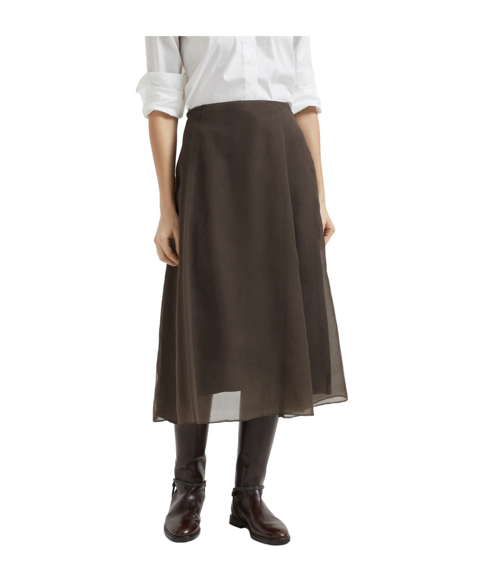 Brunello Cucinelli Silk Midi Skirt