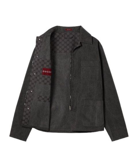 Gucci Delavé Cotton Canvas Jacket In Gray