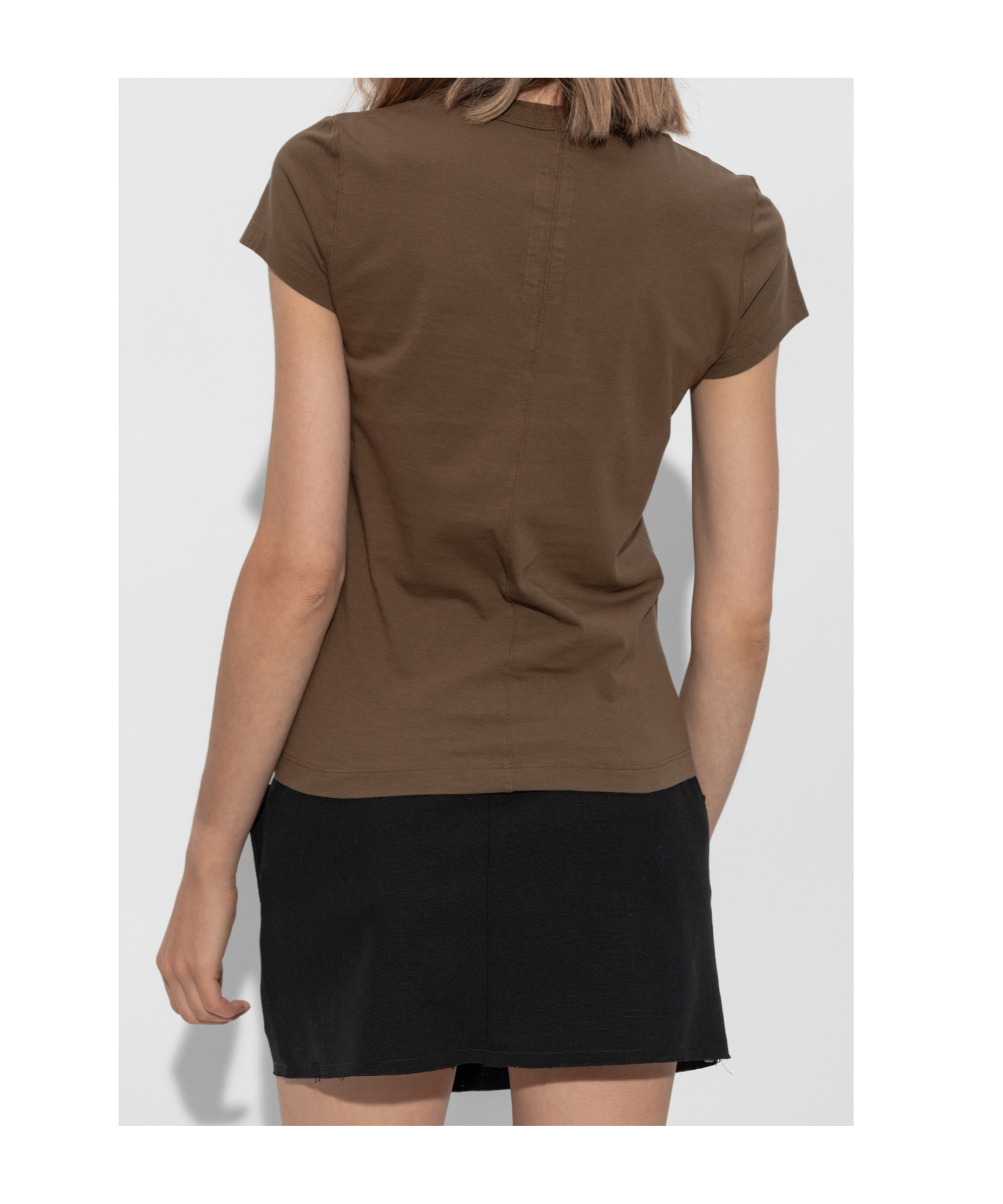 Rick Owens Cropped Level T-shirt In Brown